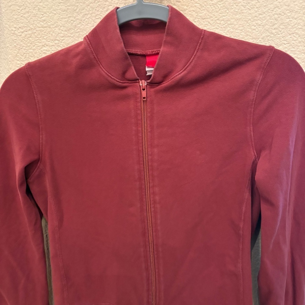 Vintage Women Teens Y2K Burgundy Red Zipped Light Jacket Size XS/S - Picture 2 of 6